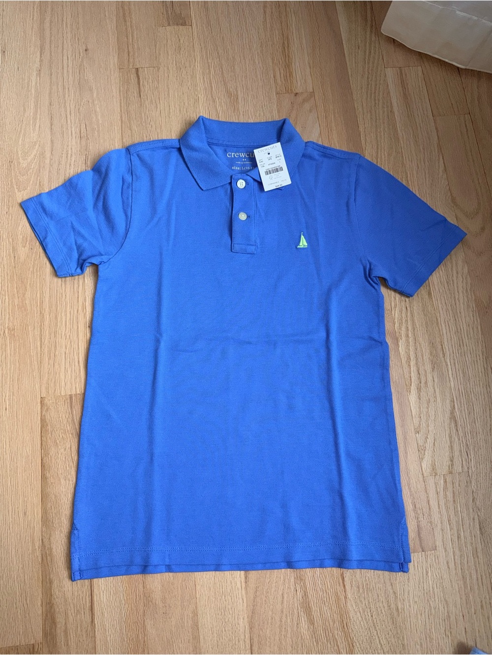 Crewcuts Royal Blue Short Sleeve Polo with Lime Sailboat Stitch